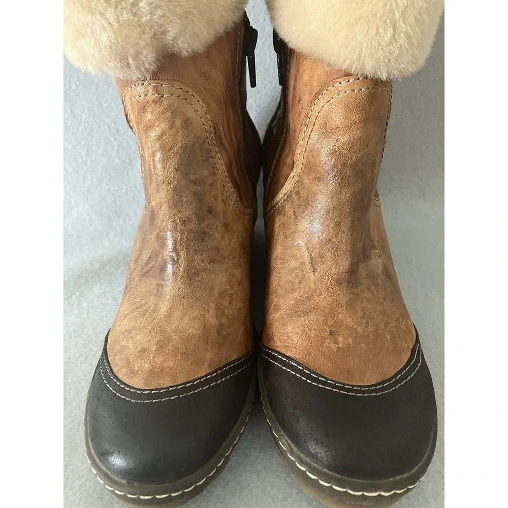 Italian Crafted Leather Winter Wedge Boot Manas Design Women's 6.5 Faux Fur